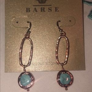 Turquoise and Copper Oval Drop Earrings